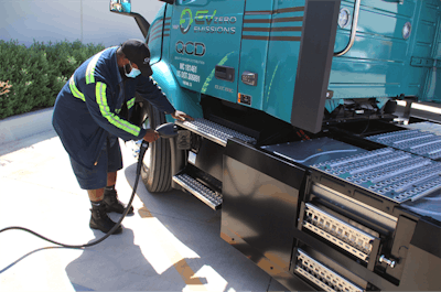 The 264 kWh battery pack in the electric Volvo VNR provides a range of roughly 150 miles and can be charged to 80% capacity in 70 minutes.