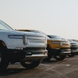 Rivian Trucks Lined Up