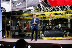 Ford CEO Jim Farley at the Rouge Complex in Detroit Tuesday where he and Ford Executive Chairman Bill Ford heralded the launch of the all-electric F-150 Lightning.
