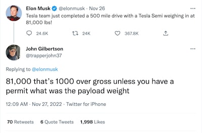 Elon Musk Semi tweet Twitter