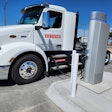 Semi Truck charging at an EV charging station