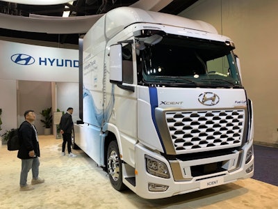 Hyundai launched its Xcient fuel cell tractor this past May at the Advanced Clean Transportation Expo in Anaheim, Calif.