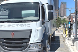 Kenworth electric truck being charged