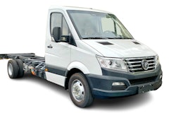 A white cab and chassis from GreenPower.