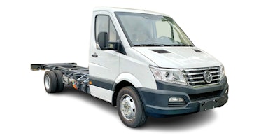A white cab and chassis from GreenPower.