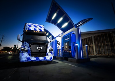 Quantron Truck at FirstElement Fuel True Zero hydrogen refueling station