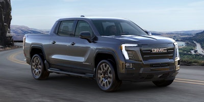 2024 Sierra EV Elevation on mountain road