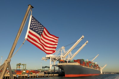 Ship docked at US port