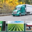 Tractor-trailer on highway and renewable diesel images