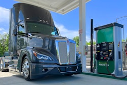 Kenworth truck with natural gas engine at fuel pump
