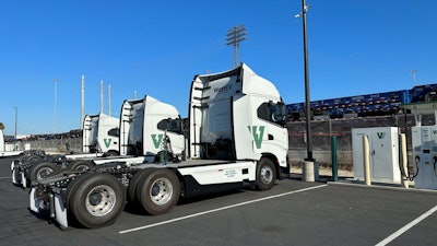 WattEV trucks charging at Long Beach depot