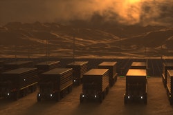 Electric trucks at a charging station