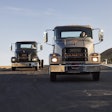 Mack MD electric trucks on the track