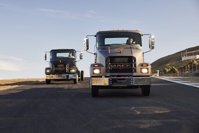 Mack MD electric trucks on the track