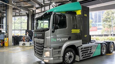 Hyzon Motors tractor parked in garage