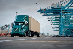 Volvo VNR Electric parked at port