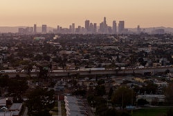 Los Angeles distance view with trucks