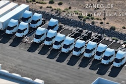 Tesla Semis parked outside of Gigafactory