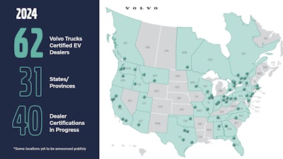 Volvo Trucks EV dealer map