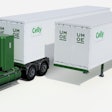 A truck and two trailers