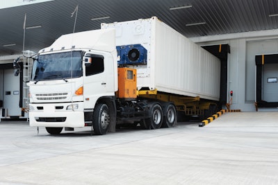 Refrigerated commercial truck parked