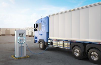 battery-electric semi truck charging