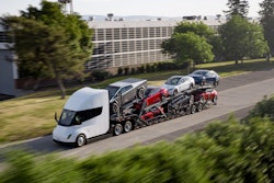 Tesla Semi hauling Cybertruck