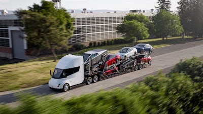 Tesla Semi hauling Cybertruck