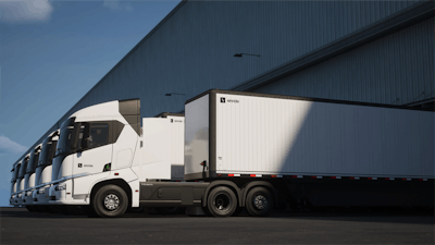 A fleet of Einride EV trucks