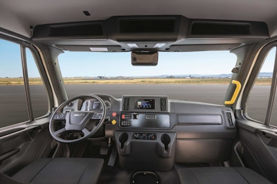Modern tractor cab's interior