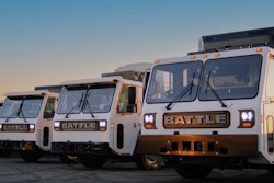 Battle Motors trucks in a row