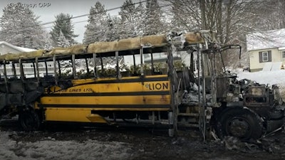 Fire-damaged Lion Electric EV school bus