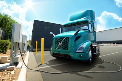 Volvo VNR at charging port