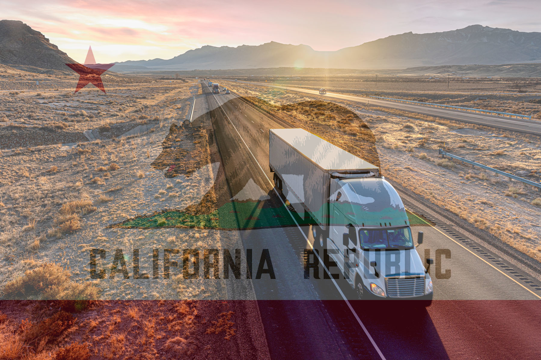 california flag and a truck