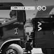 A Bollinger B4 truck with the Bollinger logo and the EO Charging logo