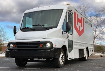 Workhorse W56 EV step van parked