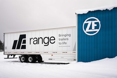 A Range Energy eTrailer at a ZF building.