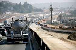 Trucks driving on California highway