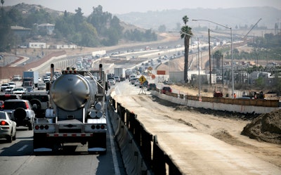 Trucks driving on California highway