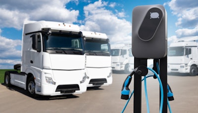 EV semis at charging station