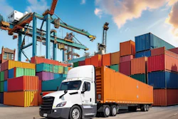 Drayage truck parked at port