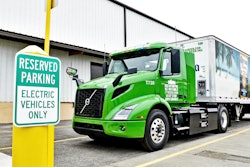 Electric truck charging at station