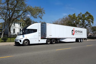The truck manufacturer joined forces with JoyRide Logistics and EO Charging to demonstrate the truck's 420-mile range and much more.