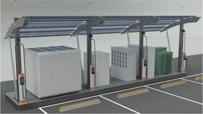 This new EV modular charging platform (above) is designed to tackle grid delays as a stopgap measure until major infrastructure is built.