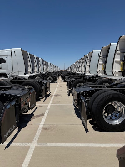 Hyroad Energy's newly acquired Nikola Tre semis.