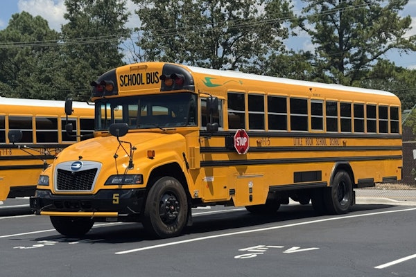 Blue Bird Vision Electric school bus – one of 25 delivered to Little Rock School District.