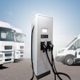 An example of a battery-electric commercial vehicle fleet at a charging station.