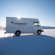 Harbinger's electrified medium-duty step van performing cold weather testing in New Zealand.