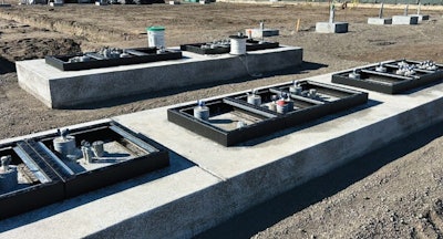 Construction remains ongoing of EV Realty's 10-megawatt, 76-charger truck charging depot in San Bernardino, California. Freight infrastructure provider Outpost is now an EV Realty investor.