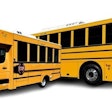 GreenPower's Class 4 Type A (left) and Class 8 Type D (right) school buses parked next to each other.